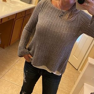 🍾💎 WHBM- White House Black Market- Grey Silver Ombre sweater-open back.